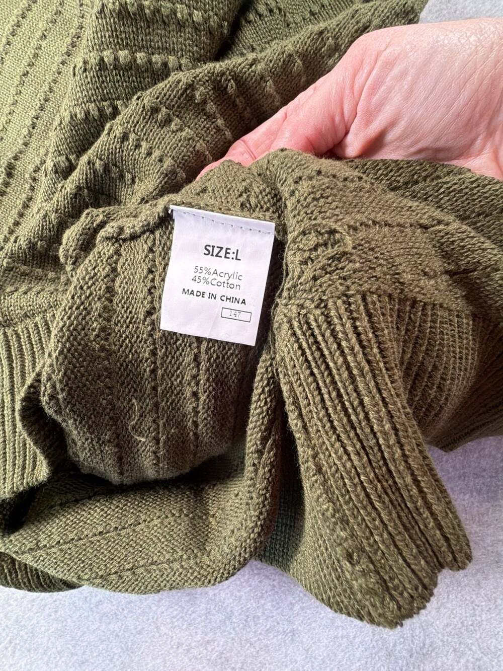 Dokotoo Women's Olive Green Textured Knit Pullover Sweater - Picture 7 of 7